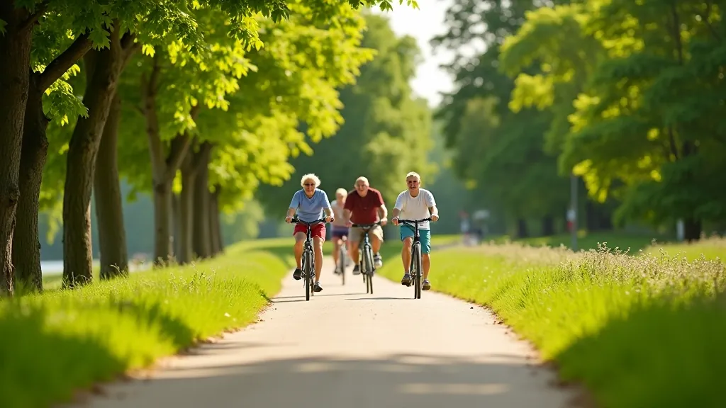 Seniori brauc ar velosipēdiem gar Lielupe krasta